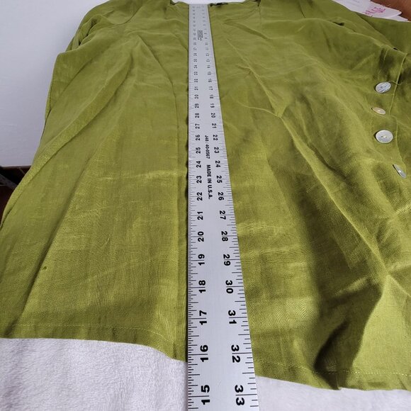 For Cynthia Petite Women Asymmetrical Button Linen Tunic Top 1X Green Artsy NWOT - Picture 8 of 8